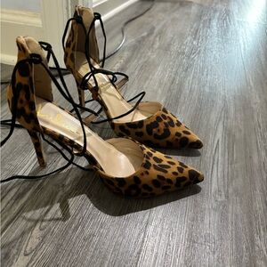 Lulu's Brown Leopard Lace-Up Heels